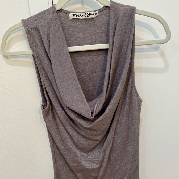 Michael Stars Charcoal Drape Neck Tank Top - Picture 1 of 4